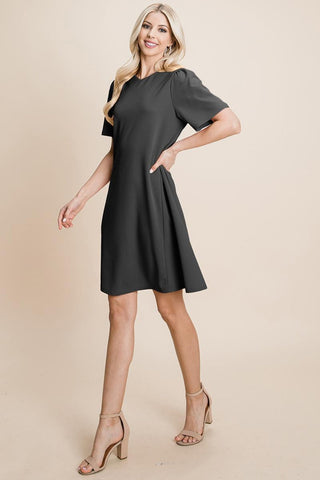 Loose Mini Dress V-Neck Short Sleeve Shift Dress