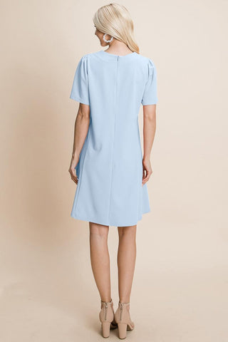 Loose Mini Dress V-Neck Short Sleeve Shift Dress