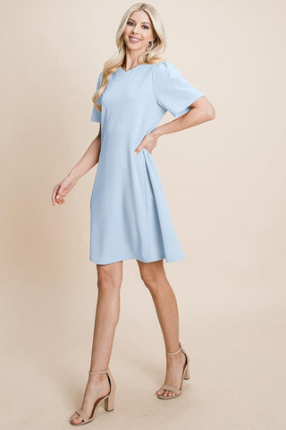 Loose Mini Dress V-Neck Short Sleeve Shift Dress
