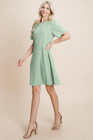 Loose Mini Dress V-Neck Short Sleeve Shift Dress