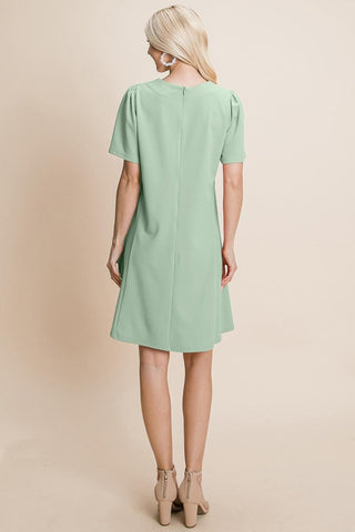 Loose Mini Dress V-Neck Short Sleeve Shift Dress
