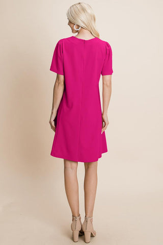Loose Mini Dress V-Neck Short Sleeve Shift Dress