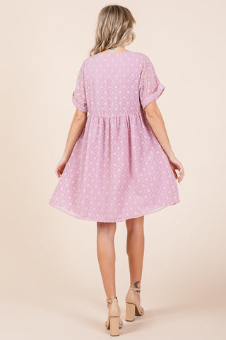 V Neck Geometric Print Babydoll A Line Mini Dress