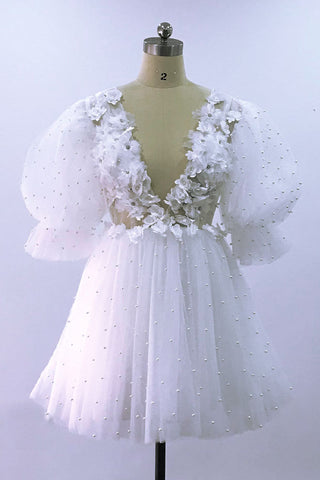 Romance Dreamer Puff Sleeves Mini Dress - By Baano