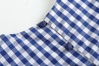 Royal Blue Gingham A-Line Dress