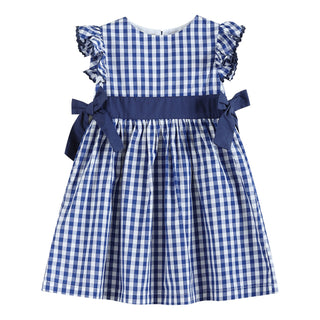 Royal Blue Gingham A-Line Dress