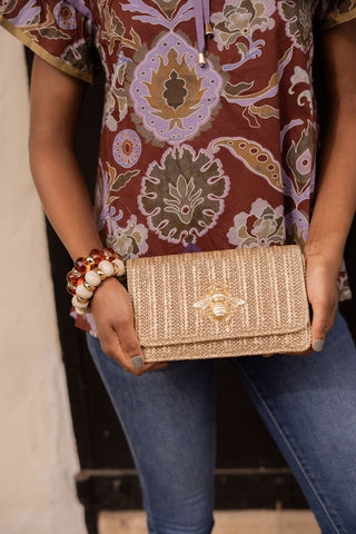 Ruby - Gold Fabric - Charms