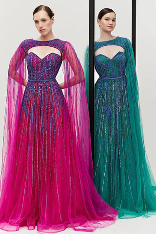 Runway Evening Beaded Maxi Dress - By Baano