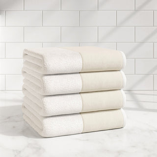 Cotton Linen-Like Border 6-Piece Towel Set - Priya Collection Great Bay Home