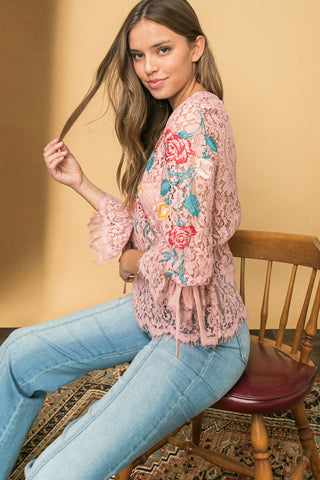 EMBROIDERED LACE TOP - By Baano