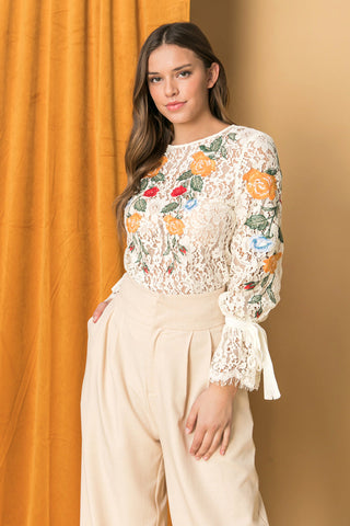 EMBROIDERED LACE TOP - By Baano