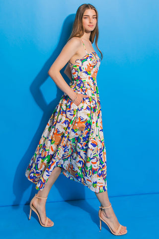 SWING ME AROUND POPLIN MIDI DRESS - By Baano