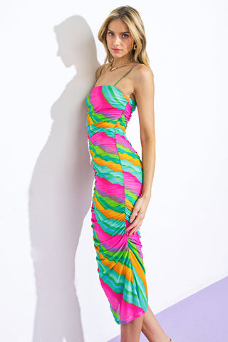 DESIRABLE DESTINATIONS MESH MIDI DRESS - By Baano