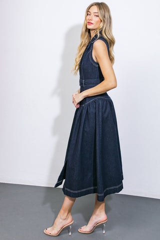 DEEP IN MY SOUL DENIM MIDI DRESS - By Baano