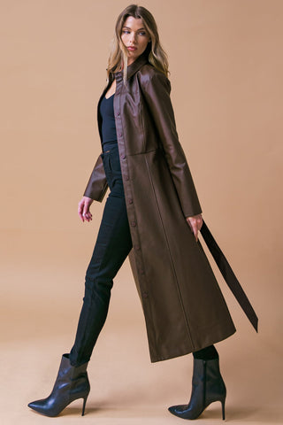 WHAT A WONDERFUL DAY LEATHER MIDI COAT - By Baano