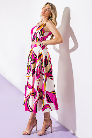 COCKTAIL CLUB WOVEN TWILL TOP AND SKIRT - By Baano