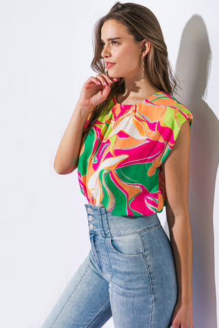 SEND A POSTCARD WOVEN TOP - By Baano