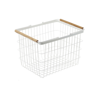 Wire Basket - Two Sizes - Steel + Wood - By Baano