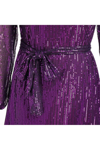 Purple Sequin Dress With Belt - Xxl