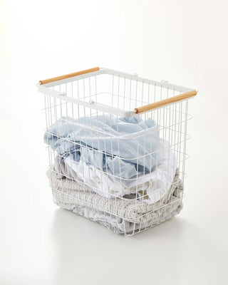 Wire Basket - Two Sizes - Steel + Wood - By Baano