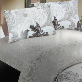 DaDa Bedding Jacquard Paisley Floral Leaves Flat Sheet & Pillow Cases Set - Twin 2-Pieces (FS8197)