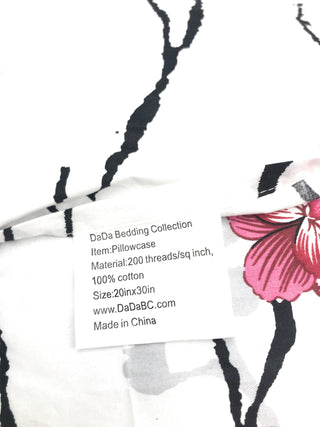 DaDa Bedding Floral Cherry Blossoms Red Purple Fitted Sheet & Pillow Cases Set (FTS8318)