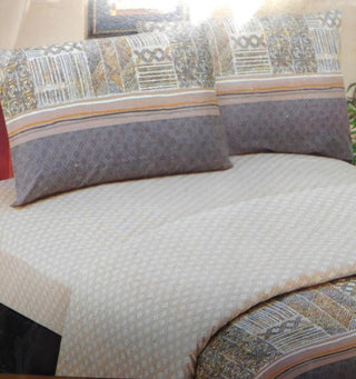 DaDa Bedding Geometric Striped Multi-Color Flat Sheet & Pillow Cases Set (FS8279)