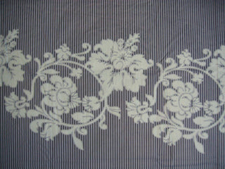 DaDa Bedding Navy Blue Floral Striped Fitted + Flat Sheets & Pillow Cases Set (FSFS8153)