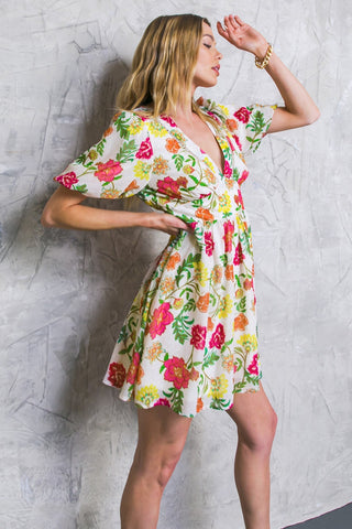 FREE ME TODAY FLORAL WOVEN MINI DRESS - By Baano