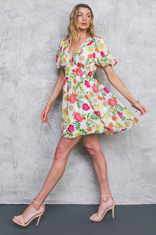 FREE ME TODAY FLORAL WOVEN MINI DRESS - By Baano
