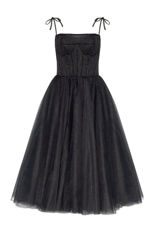 Sidney Tie-Strap Tulle Midi Dress - By Baano