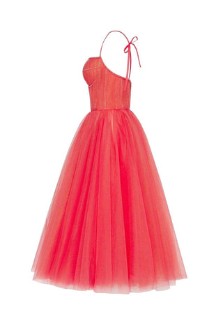 Sidney Tie-Strap Tulle Midi Dress - By Baano