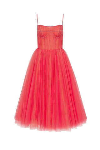 Sidney Tie-Strap Tulle Midi Dress - By Baano