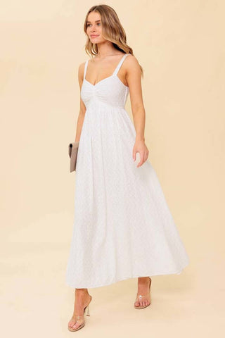 Solid Eyelet Midi Dress