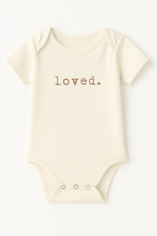 Loved. Clay Organic Cotton Baby Bodysuit Short Sleeve - By Baano