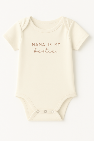 Mama is my Bestie Clay Organic Cotton Baby Bodysuit Short Sleeve - By Baano