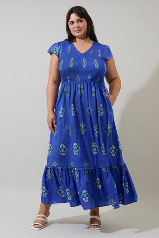 Haline Smocked Midi Dress
