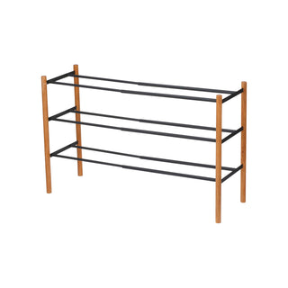 Expandable Shoe Rack (18" H) - Steel + Wood Yamazaki Home
