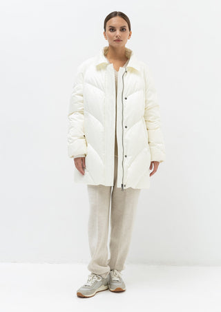 Genuine Silver Fox Fur Belted Down Parka