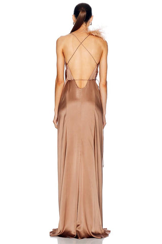 Tatev Satin Wrap Maxi Dress - By Baano