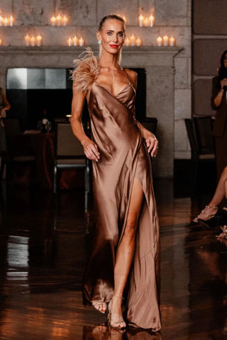 Tatev Satin Wrap Maxi Dress - By Baano