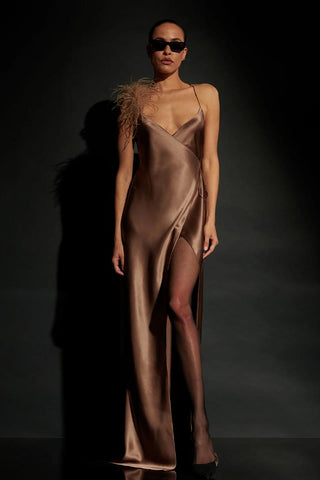 Tatev Satin Wrap Maxi Dress - By Baano