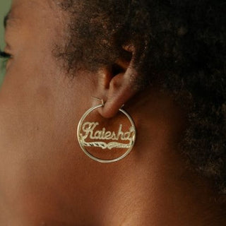 Kid's Mini Diamond Cut Hoop Name Earrings