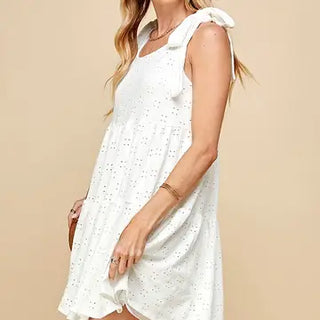 Women's Tiered Midi Dress with Ribbon Tie