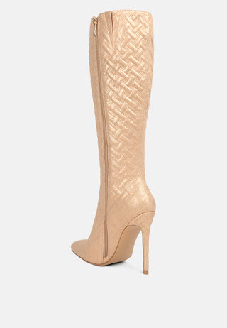 Tinkles Embossed High Heeled Calf Boots