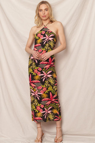 Tropical Halter Maxi Dress