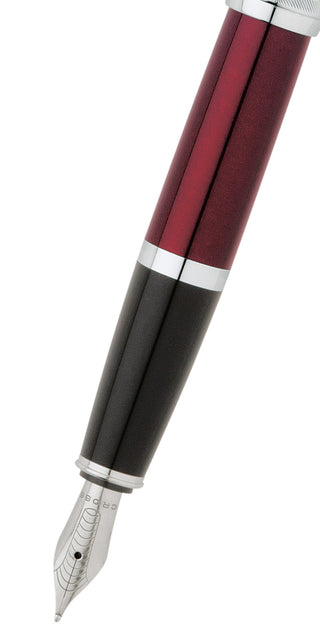 Bailey™ Red Lacquer Stainless Steel Medium Nib Fountain Pen - By Baano