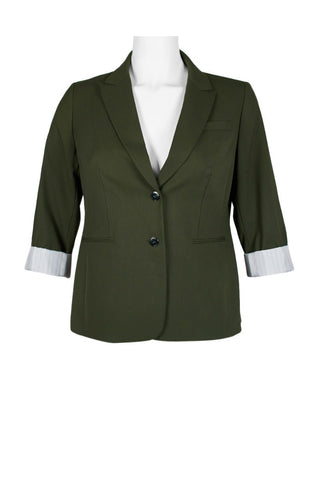 Tahari ASL Notched Collar Two Button 3/4 Sleeve Crepe Jacket (Plus Size) - Glamourous Grace