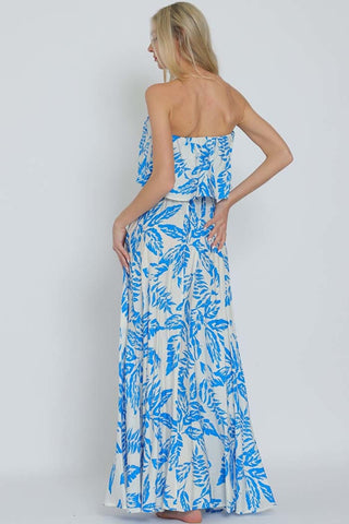 Tube Elastic Waisted Braid Belted Maxi Dress