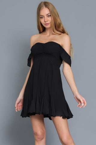 Tube Ruffle Hem Detailing Mini Dress